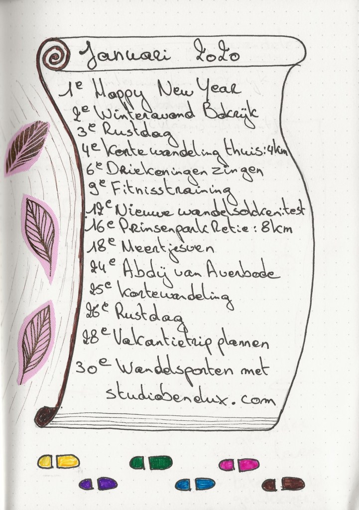 wandelen wandelboek bullet journal creatief wandeling overzicht wandeltocht