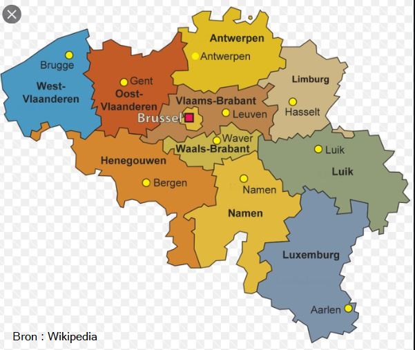 België Belgium provinicies landkaart reizen travel Benelux